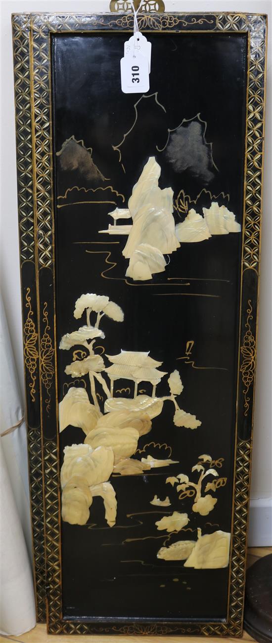 Three Japanese style mother of pearl panels